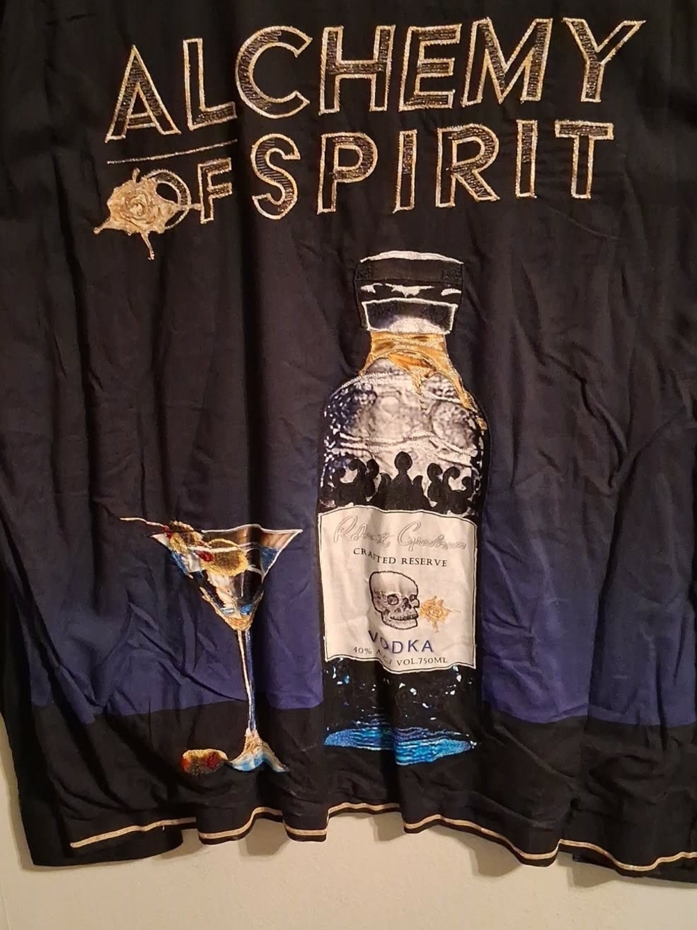 Robert Graham Black and Blue 'Alchemy of Spirit' Graphic Button-Down Shirt